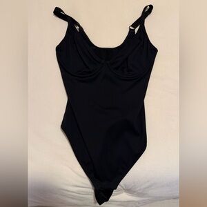 Black thong underwire bodysuit